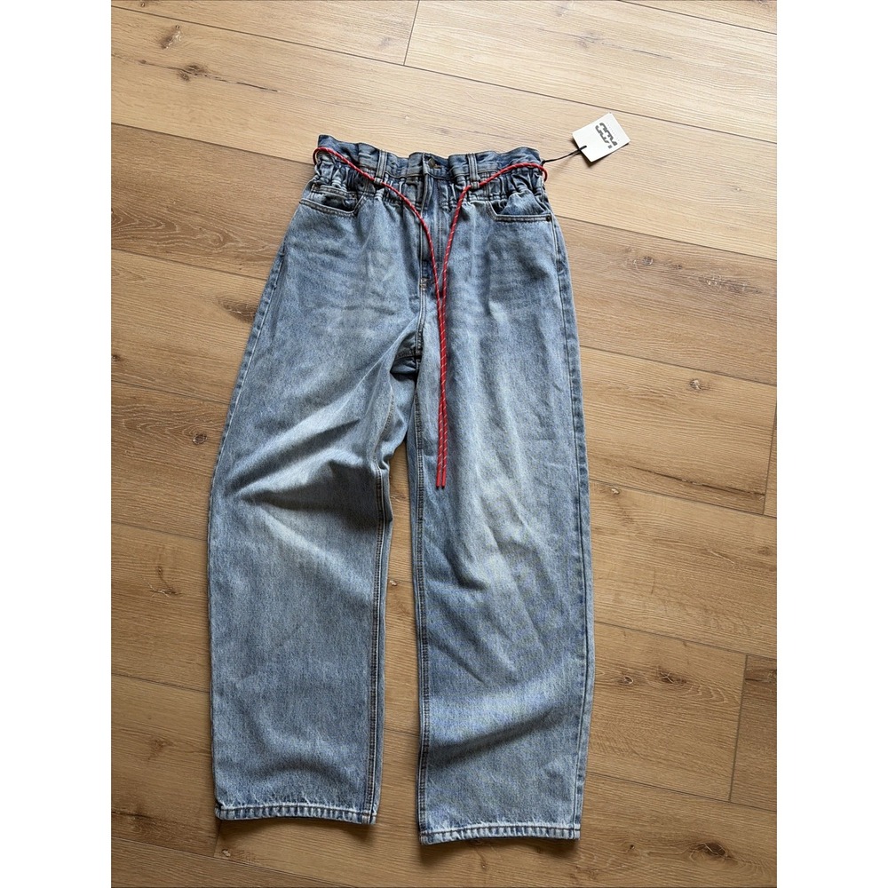 KBB by Kahlana Women's Barrel Leg 'The Paper Bag Jean' Pants Stretch Size 10
